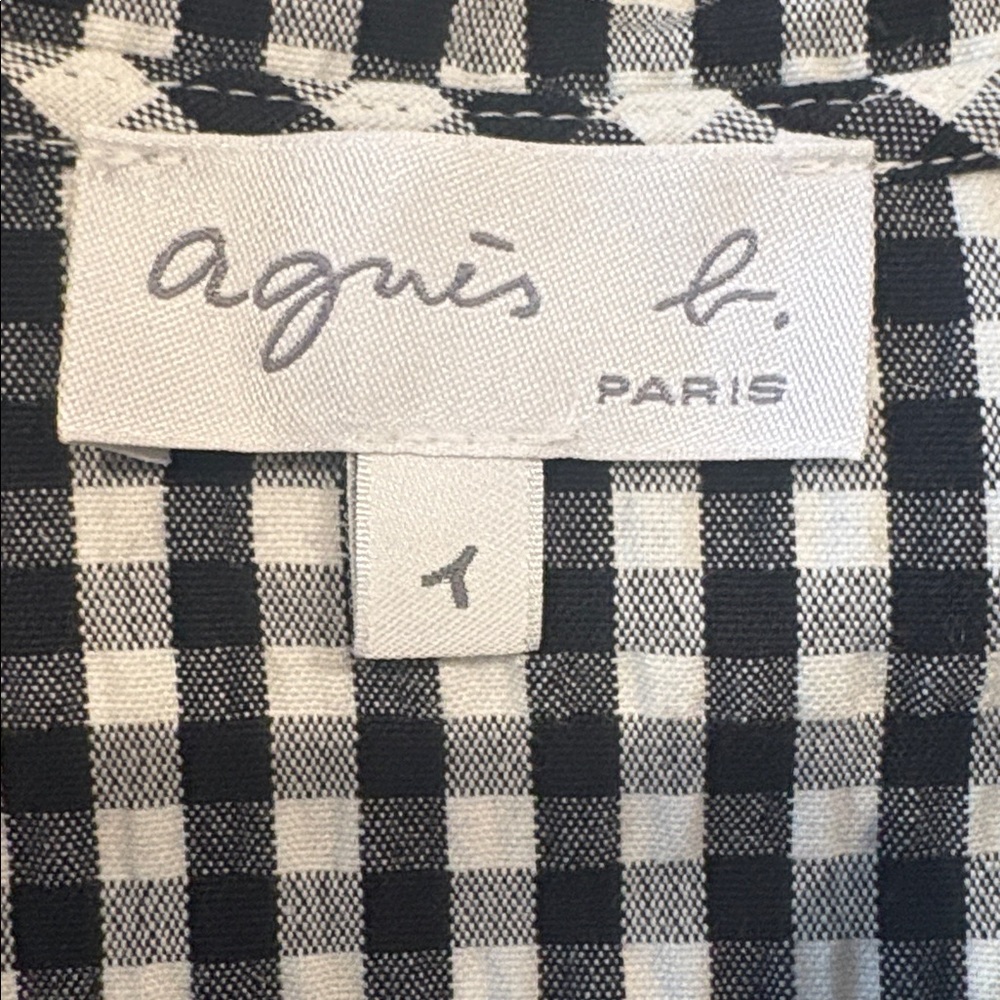 Agnès B. Paris Gingham Button-Up Shirt Black White Size 1/Small - Picture 10 of 14